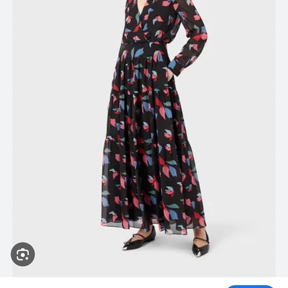 Emporio Armani Tiered abstract print chiffon maxi dress size S/M - Picture 2 of 12